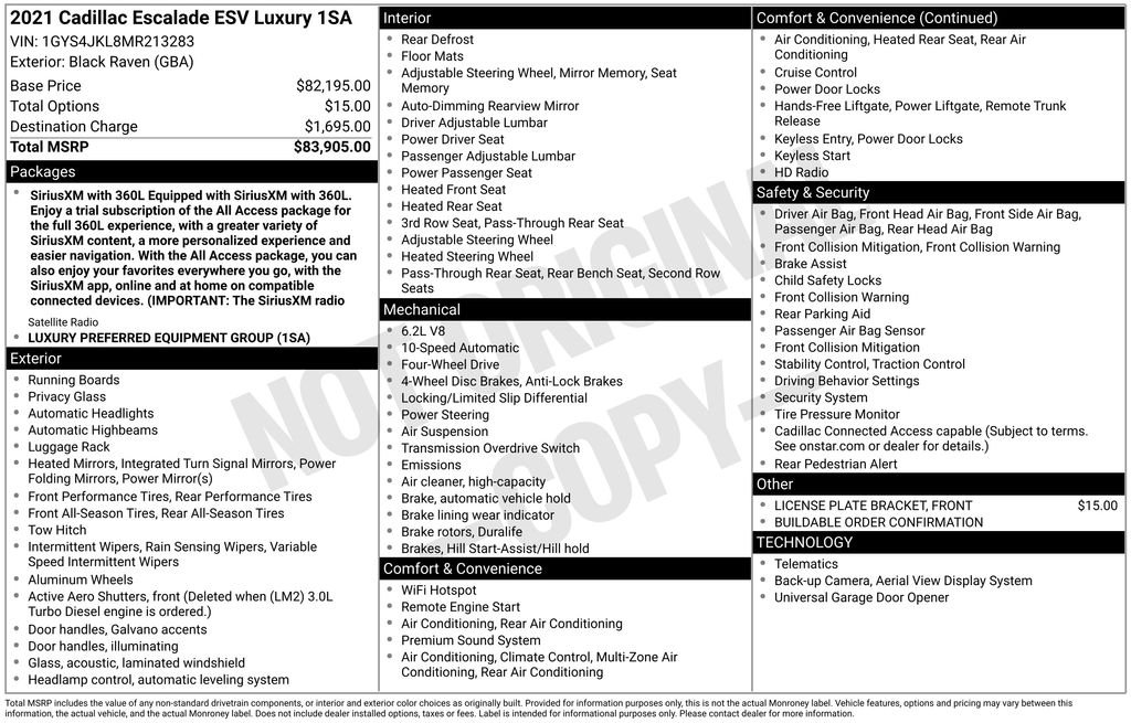 cadillac escalade esv 2021 1GYS4JKL8MR213283 image cadillac escalade esv 2021 1GYS4JKL8MR213283 image